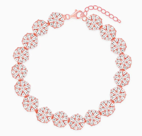 Rose Gold Studded Flower Bracelet