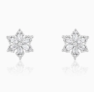 Silver Flowery Snowflake Studs