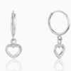 Silver Small Heart Drop Earrings