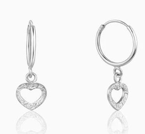 Silver Small Heart Drop Earrings